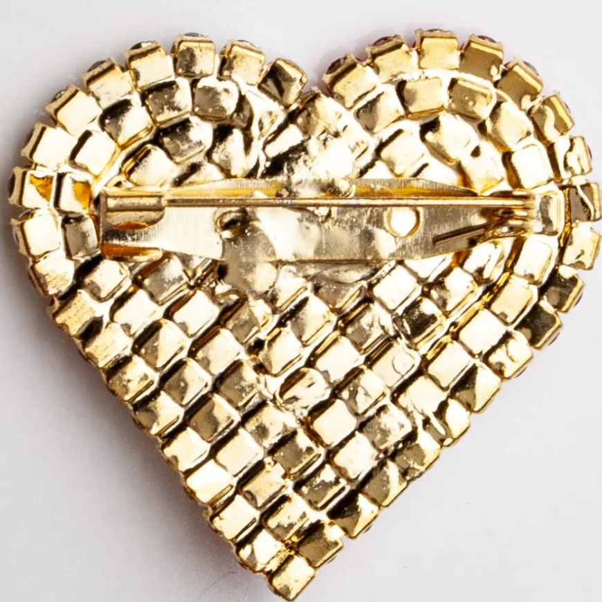 BROCHE FLETHJERTE 4 CM RØDT