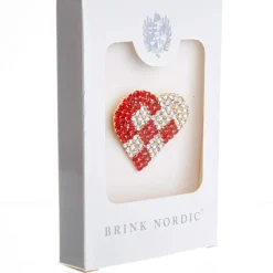BROCHE FLETHJERTE 4 CM RØDT