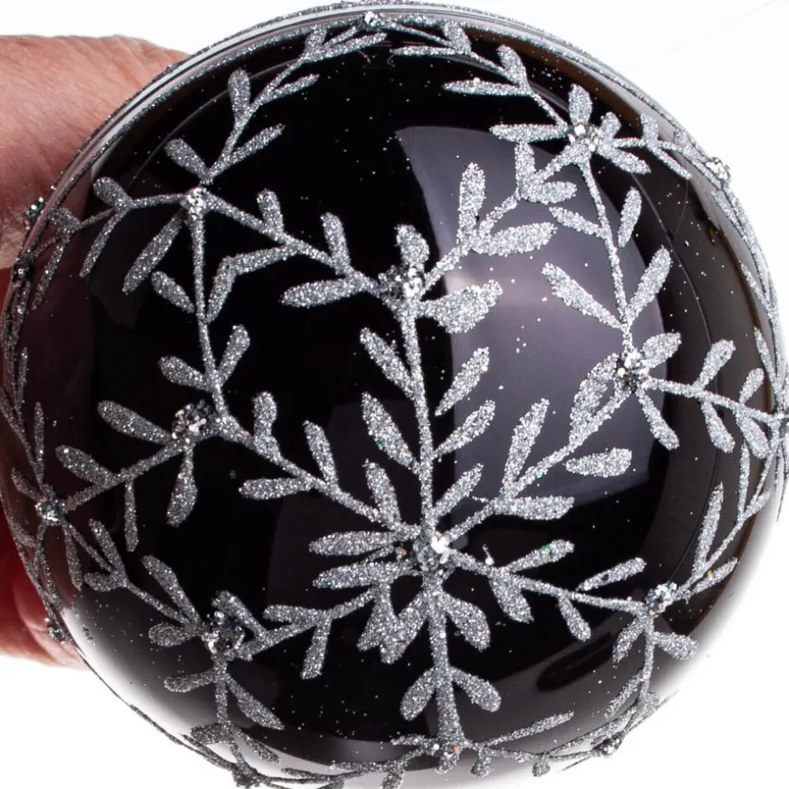 KUGLE DIAMANT 7 CM SORT SØLVFARVET